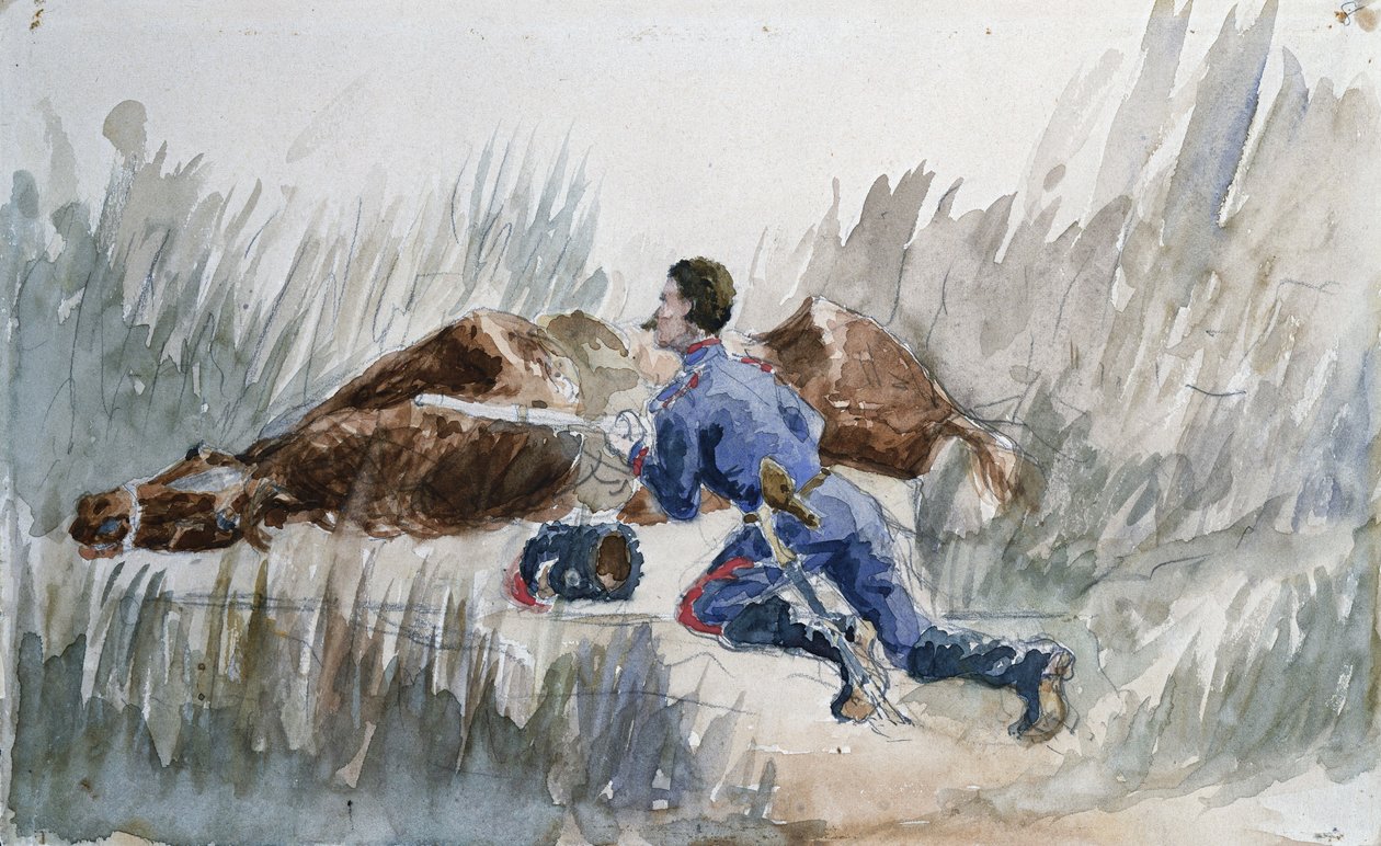 Kavalerimanøvre, ca. 1881 af Henri de Toulouse Lautrec
