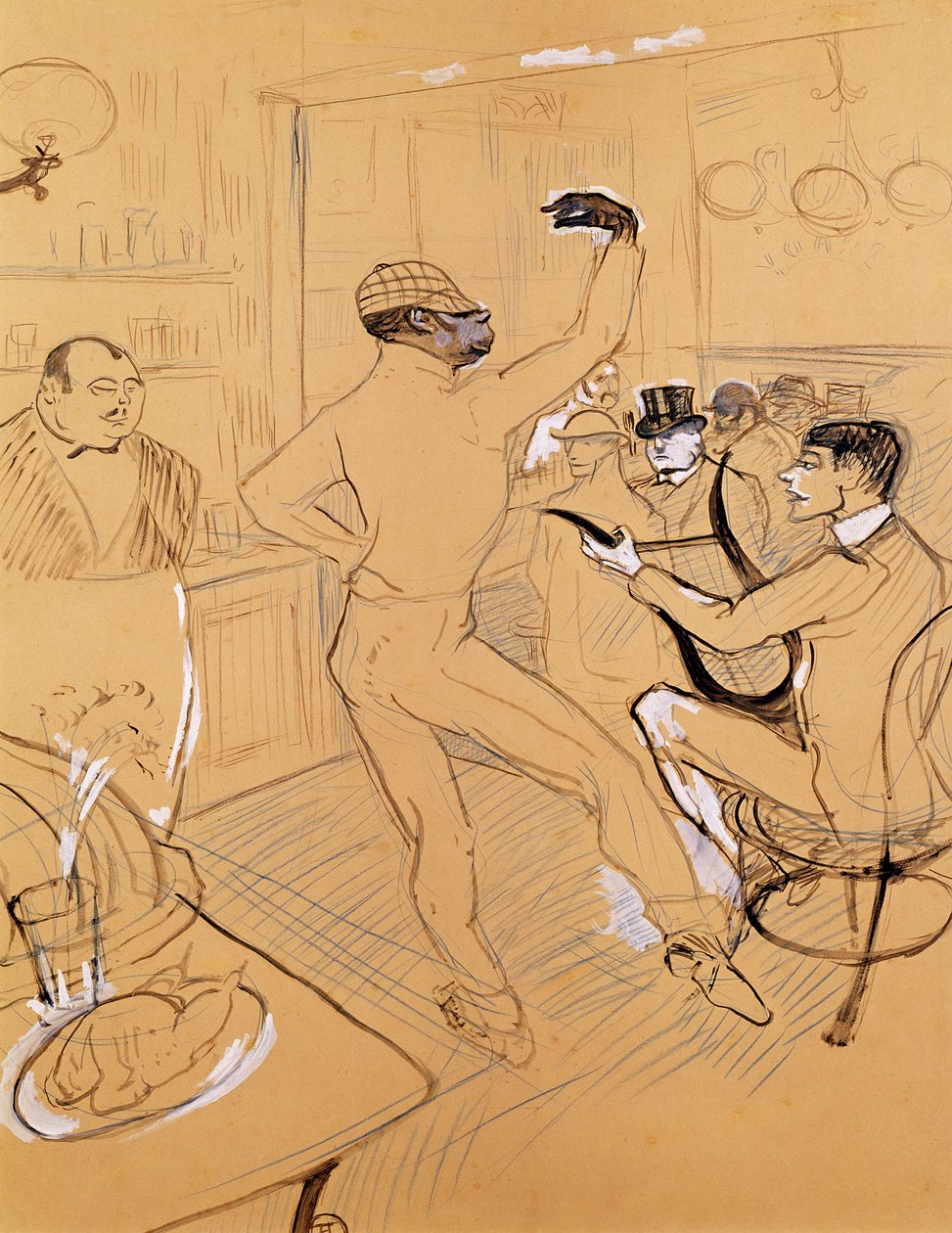 Chocolat Dancing, 1896 (pen og blæk og farveblyant på papir) af Henri de Toulouse Lautrec