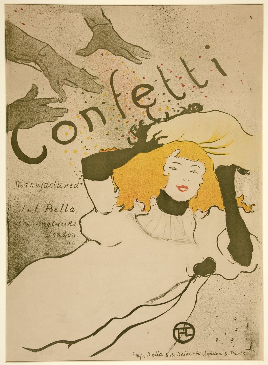 Konfetti, pub. 1894 (farve litho) af Henri de Toulouse Lautrec