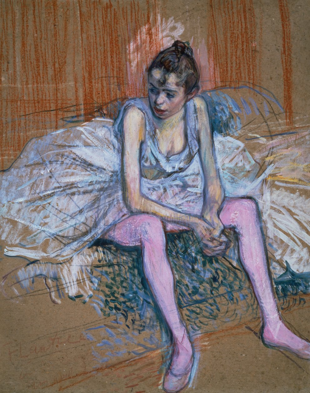 Danser med lyserøde strømper, 1890 (pastel om bord) af Henri de Toulouse Lautrec