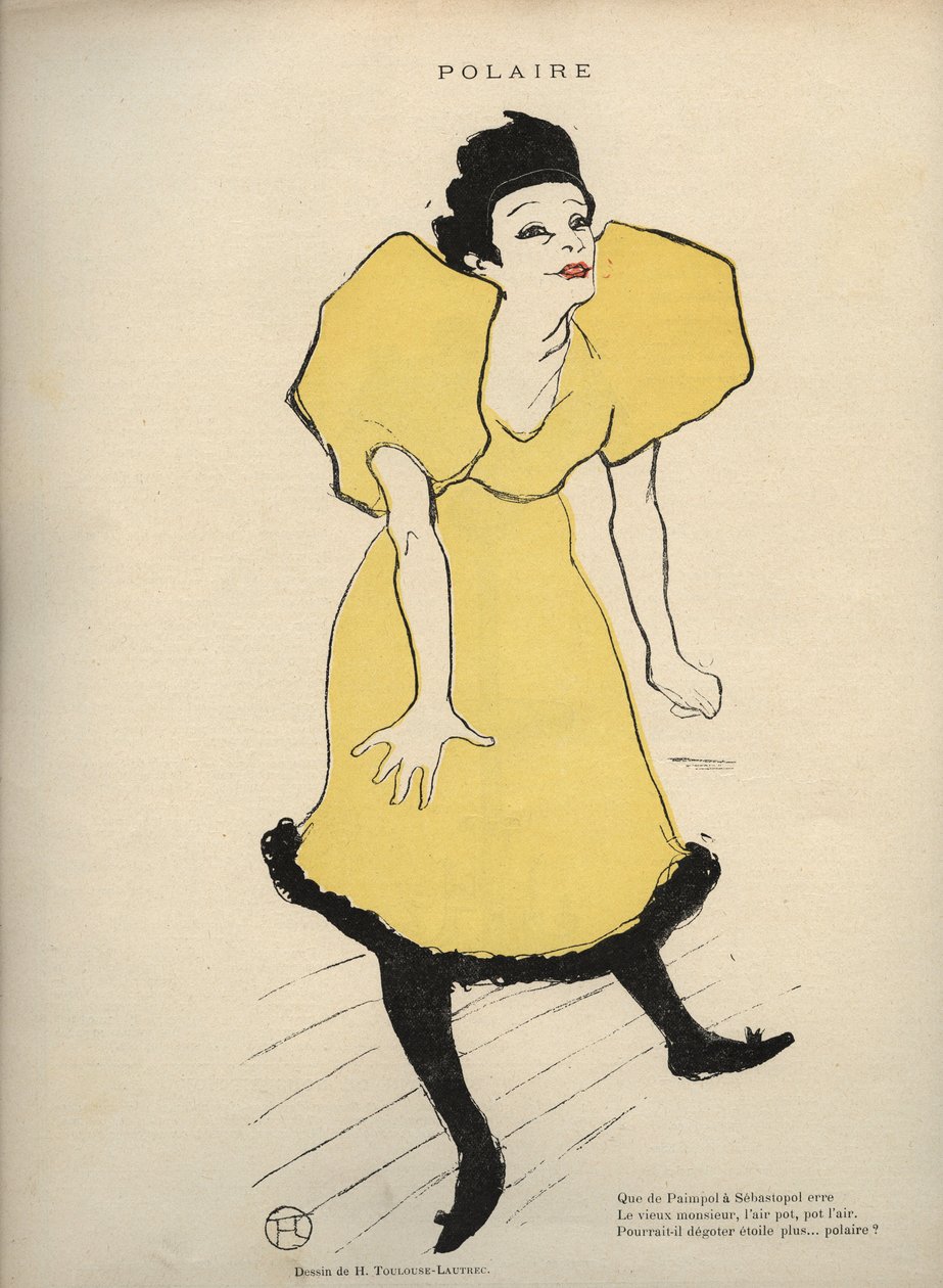 Tegning af Henri de Toulouse Lautrec, der repræsenterer "" Polar" (La singer Polaire) i Le Rire - Journal humoristique offentliggjort lørdag - nr. 16 den 23. februar 1895 - af Henri de Toulouse Lautrec