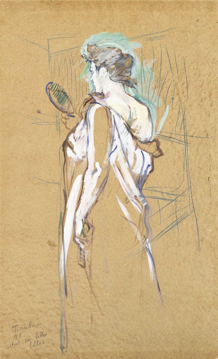 Elles - med spejl i hånden, 1896 af Henri de Toulouse Lautrec