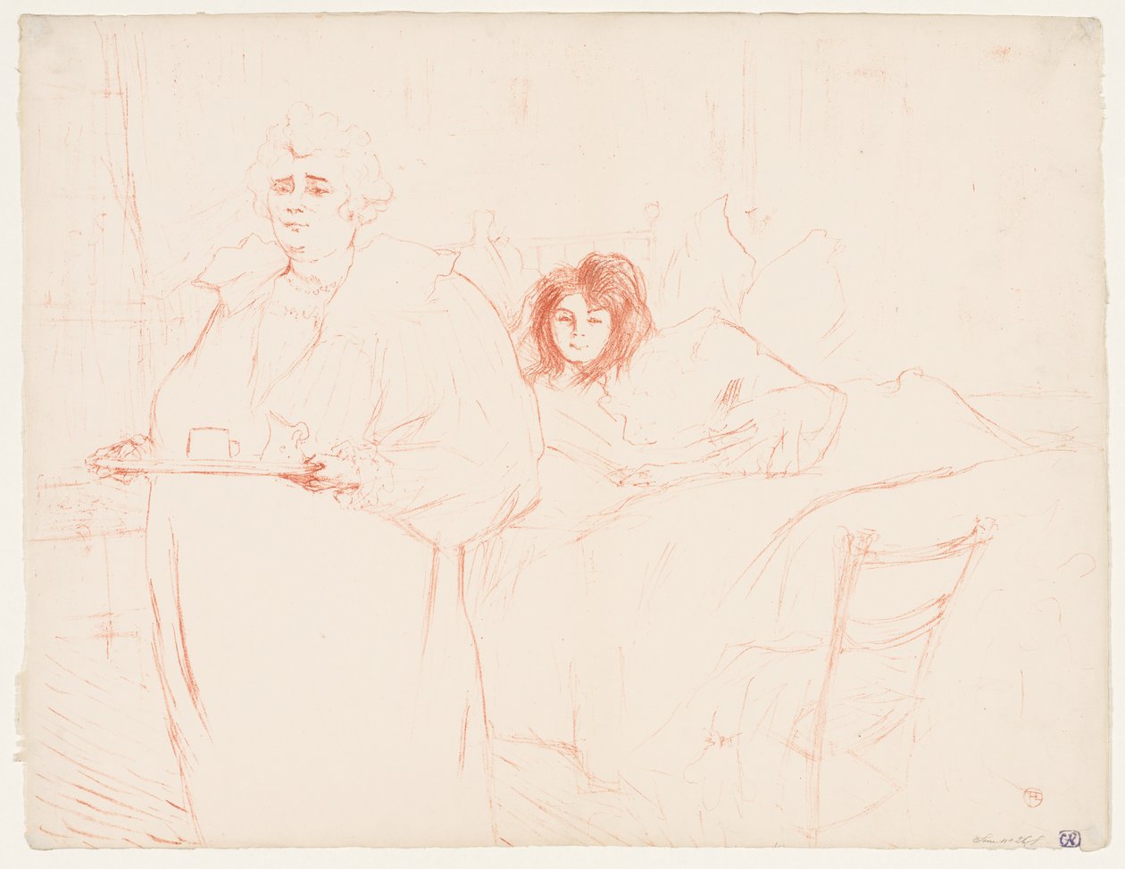 Elles: Kvinde, der bærer en bakke, Mme. Baron og Mlle. Popo af Henri de Toulouse Lautrec