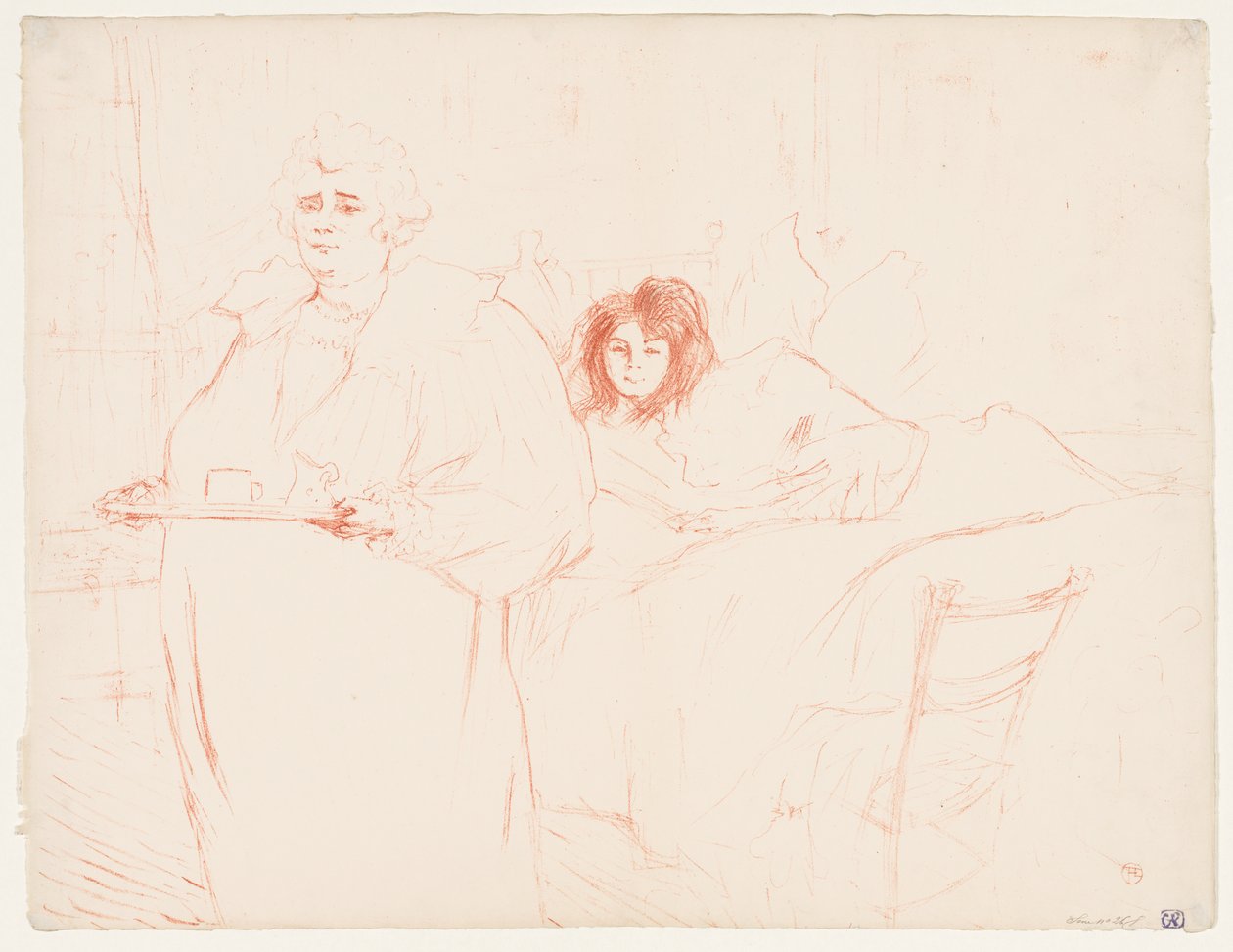 Elles: Kvinde, der bærer en bakke, Mme. Baron og Mlle. Popo, 1896. af Henri de Toulouse Lautrec