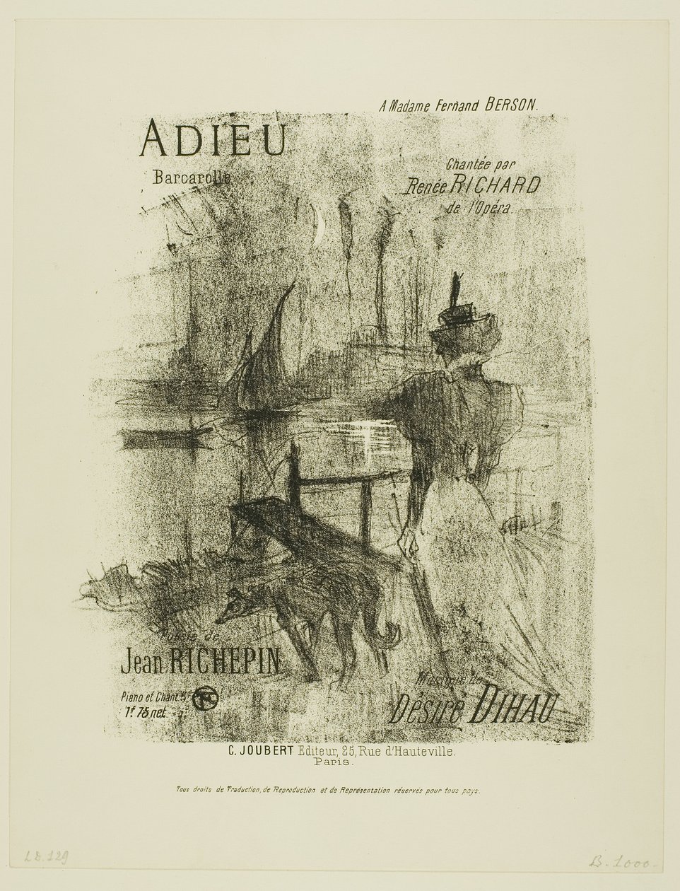 Farvel, fra Mélodies de Désiré Dihau af Henri de Toulouse Lautrec