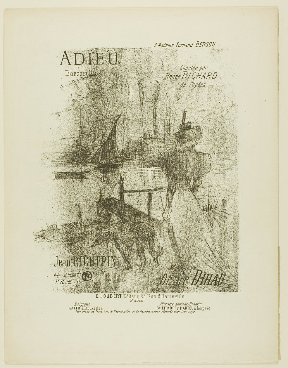 Farvel, fra Mélodies de Désiré Dihau af Henri de Toulouse Lautrec