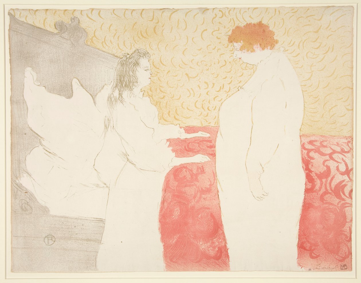 Femme au lit, profil, au petit lever (Kvinde i sengen, profil, stå op), fra serien Elles af Henri de Toulouse Lautrec