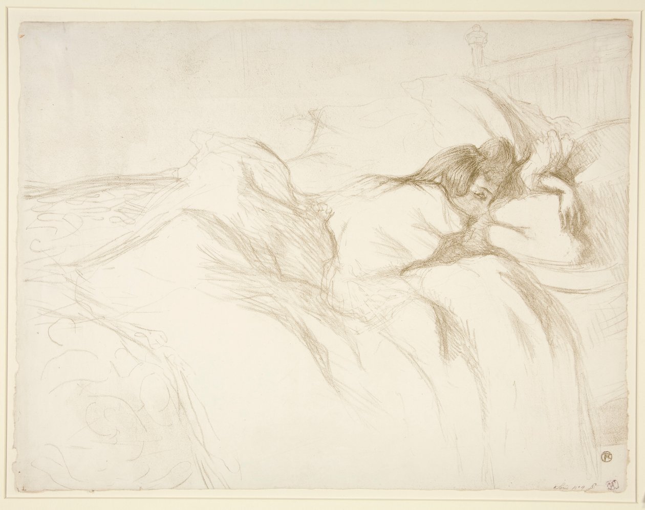 Femme sofa?e, R?veil (Woman Waking Up in Bed), fra serien Elles af Henri de Toulouse Lautrec
