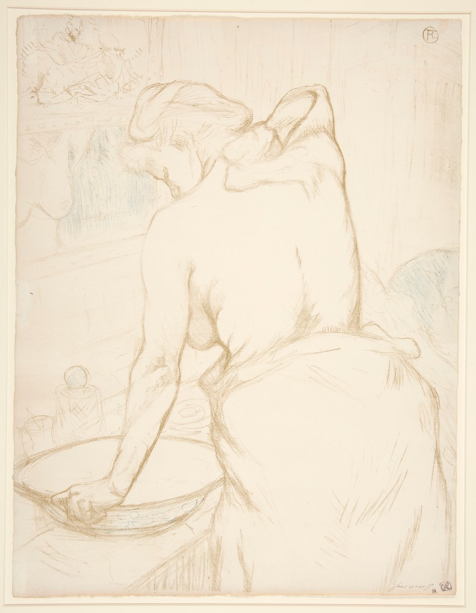 Femme qui se lave, la toilette (Woman at her Toilette, Washing Herself), fra serien Elles af Henri de Toulouse Lautrec