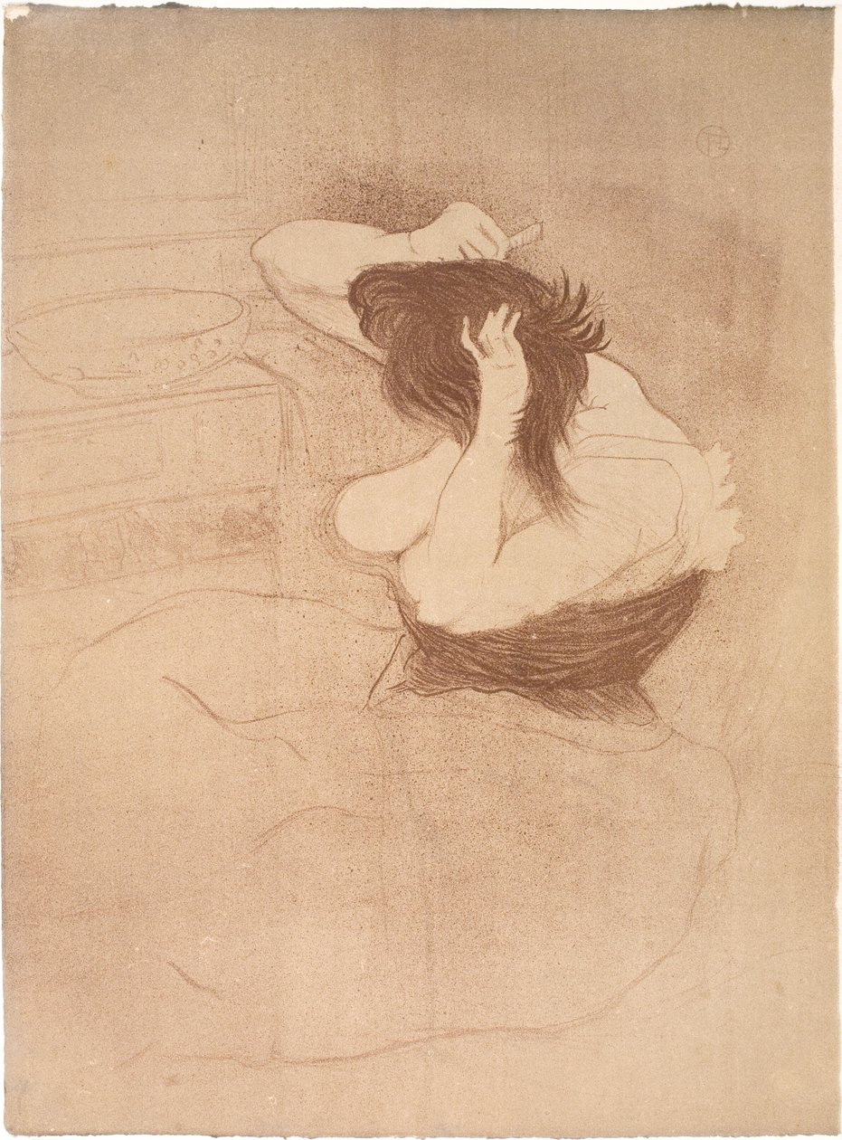Kvinde kæmmer sit hår, frisure af Henri de Toulouse Lautrec