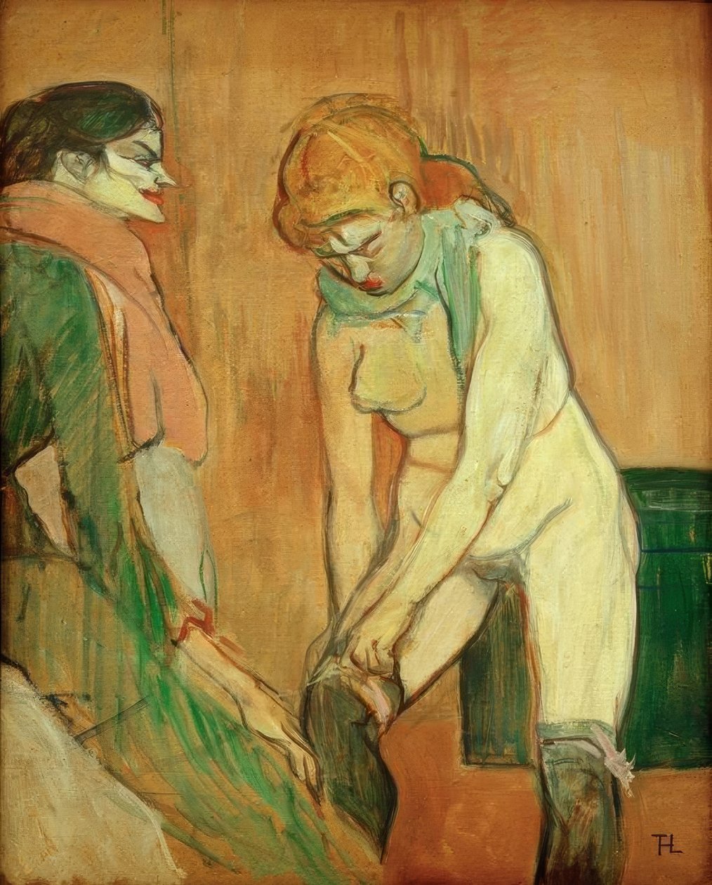 Kvinde trækker hendes strømper af Henri de Toulouse Lautrec