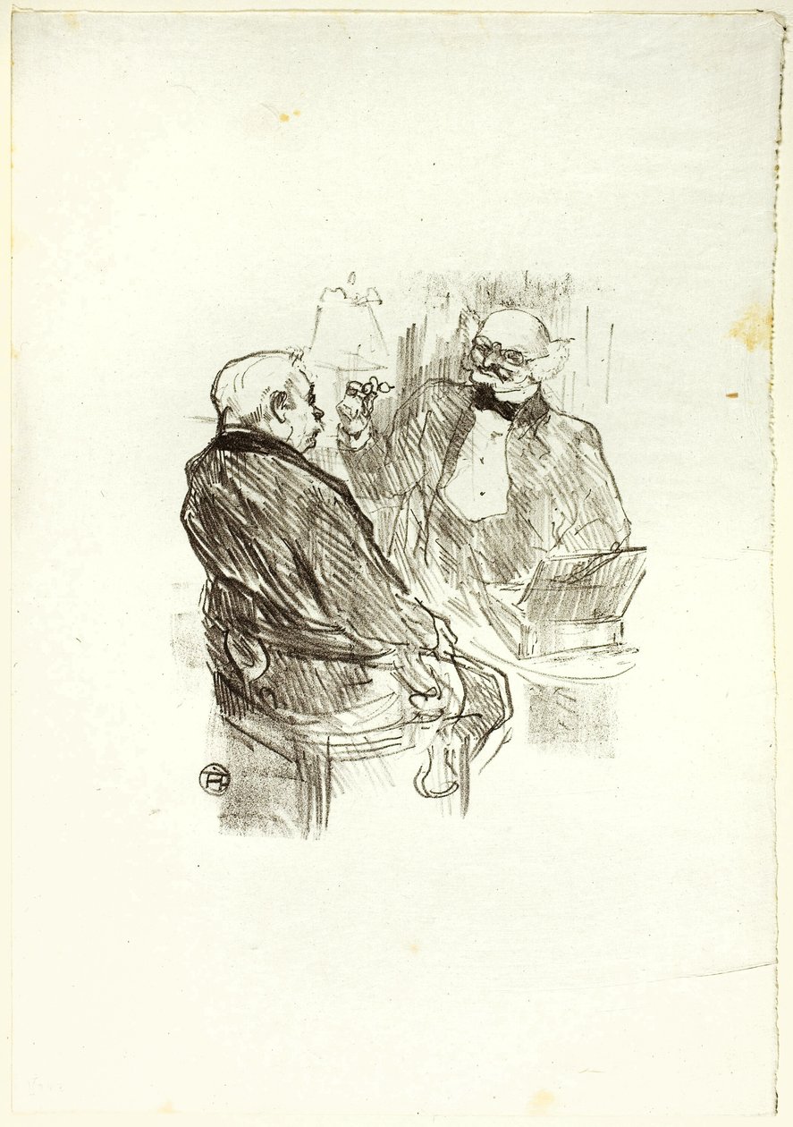 Georges Clemenceau og optomotisten, Mayer, fra Au Pied du Sinaï af Henri de Toulouse Lautrec