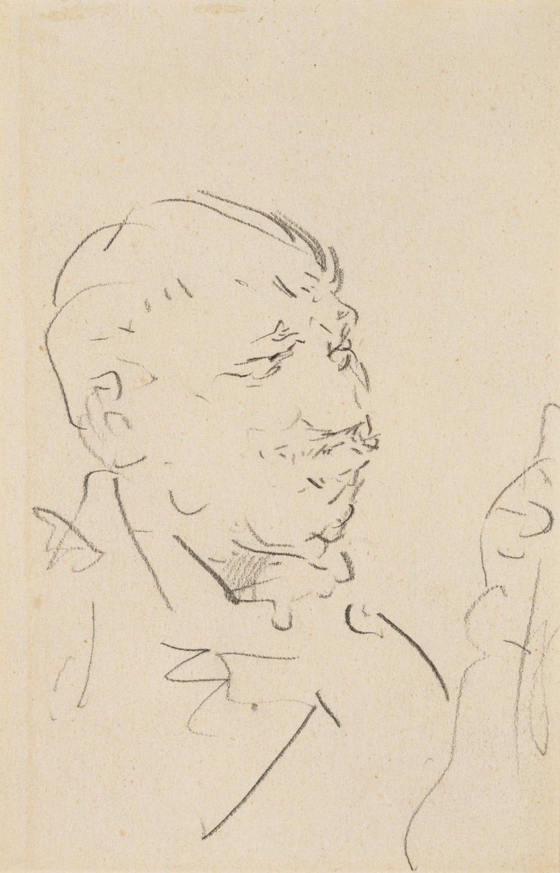 Head of a Man (grafit på vævet papir) af Henri de Toulouse Lautrec