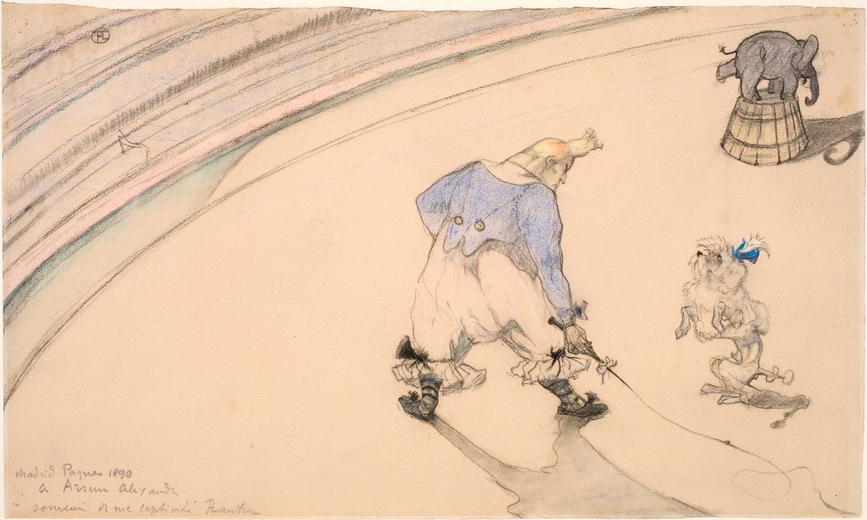 I cirkus - Klovnen Footit som dyretæmmer af Henri de Toulouse Lautrec