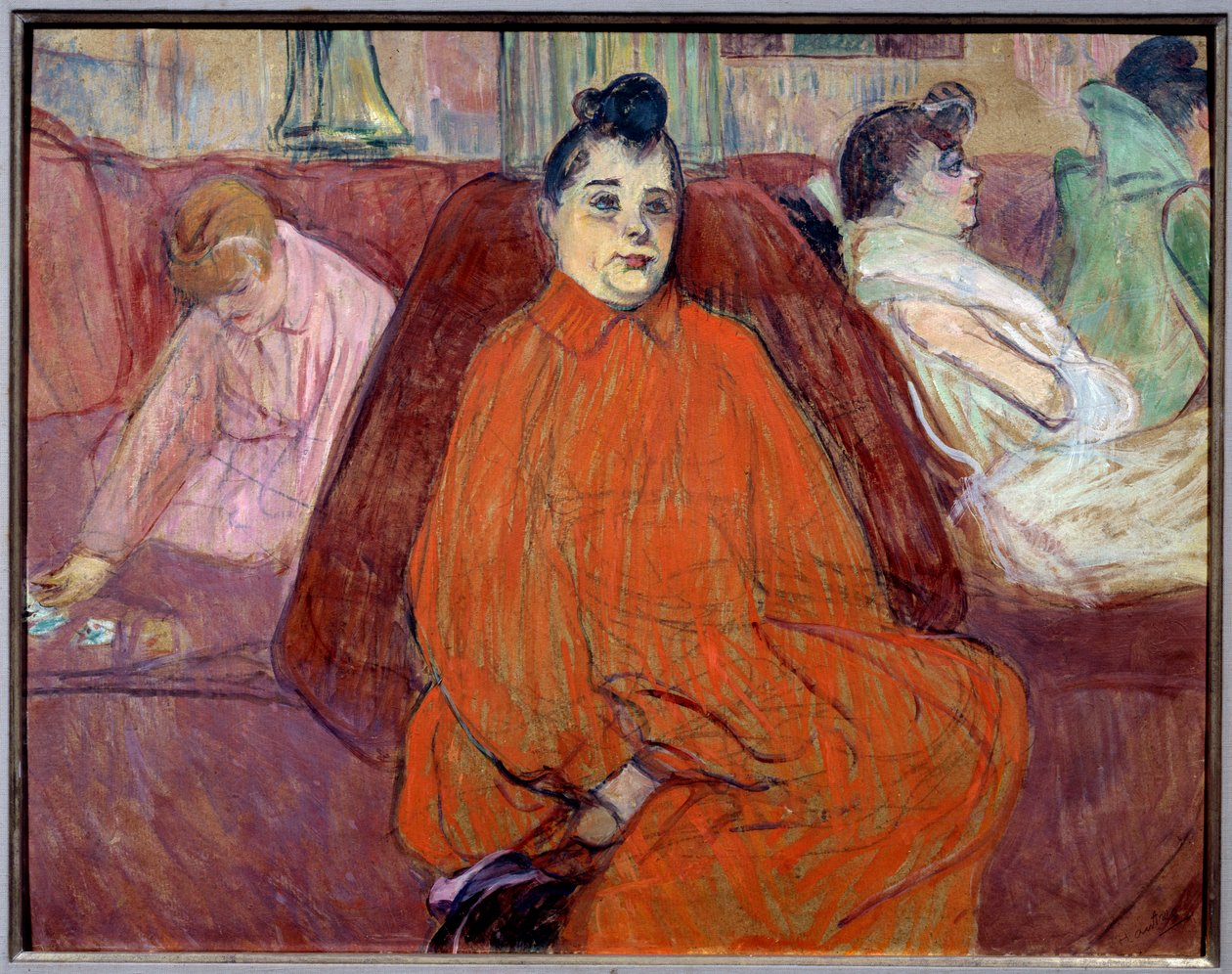 In the living room, the couch Prostituees in a brothel waiting for guests. Painting by Henri de Toulouse Lautrec Dani af Henri de Toulouse Lautrec