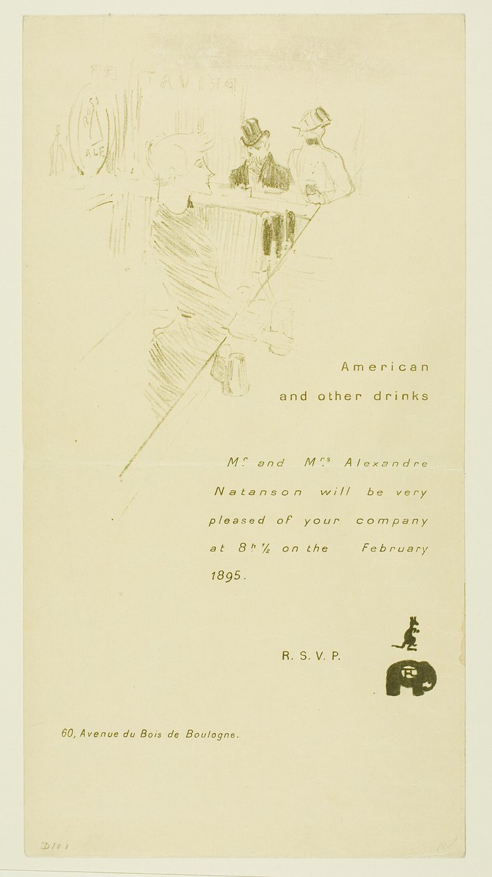Invitation til hr. og fru Alexandre Natanson af Henri de Toulouse Lautrec