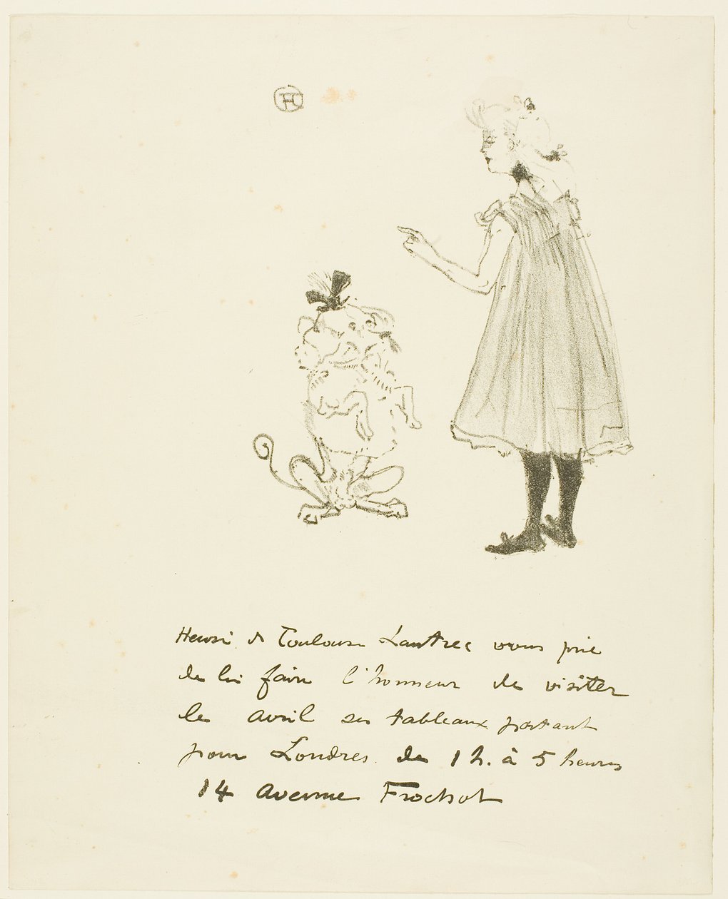 Invitation til en udstilling af Henri de Toulouse Lautrec