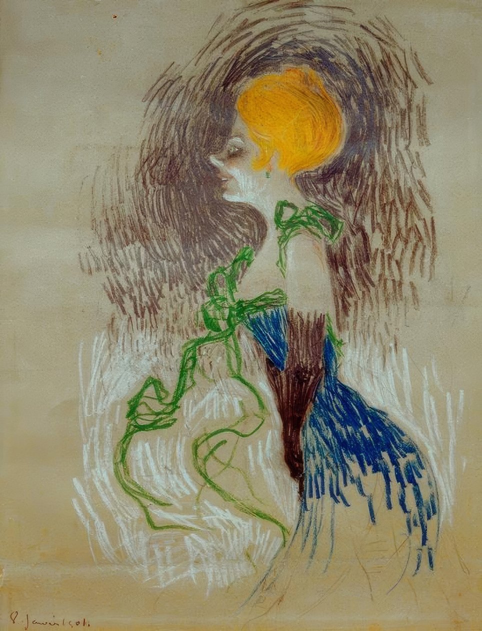 Handsket ung kvinde af Henri de Toulouse-Lautrec
