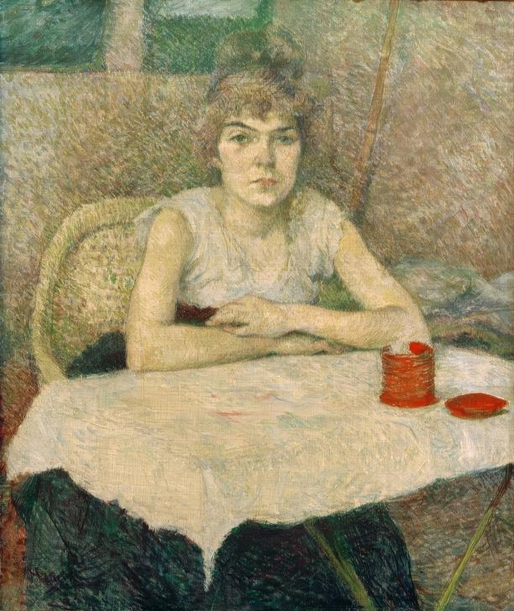 Ung kvinde ved bordet, poudre de riz af Henri de Toulouse Lautrec