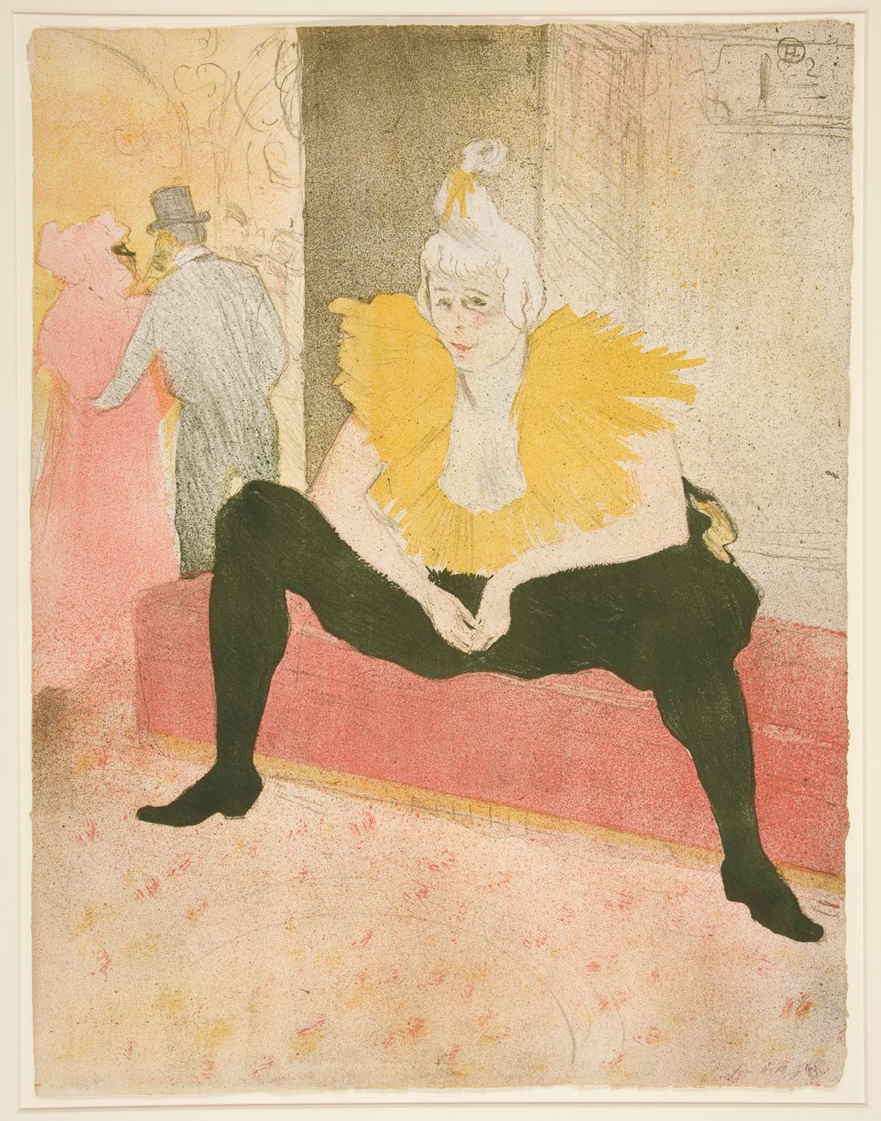 La clownesse assise, Mademoiselle Cha-u-Kao (Den siddende kvindelige klovn, Mademoiselle Cha-u-Kao), fra serien Elles af Henri de Toulouse Lautrec