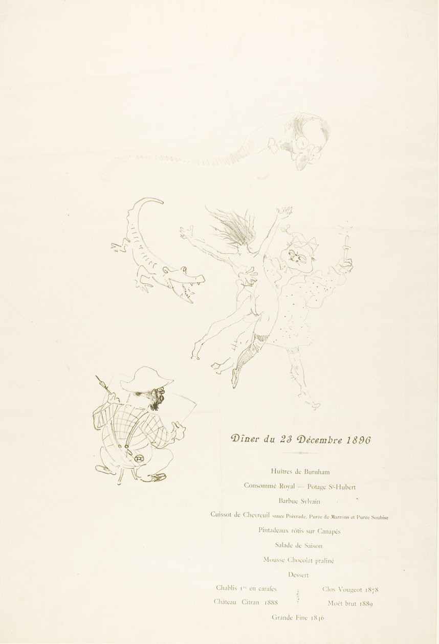 Le crocodile, Menu af Henri de Toulouse Lautrec