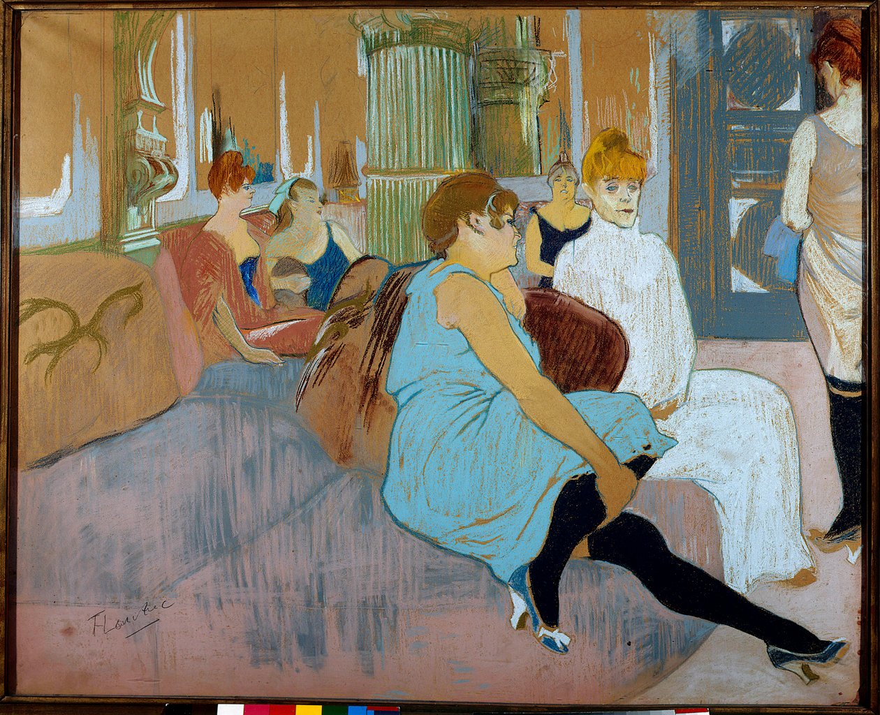 Salonen i rue des Moulins (Paris). Akvarel af Henri De Toulouse Lautrec (Toulouse-Lautrec) (1864-1901) af Henri de Toulouse Lautrec