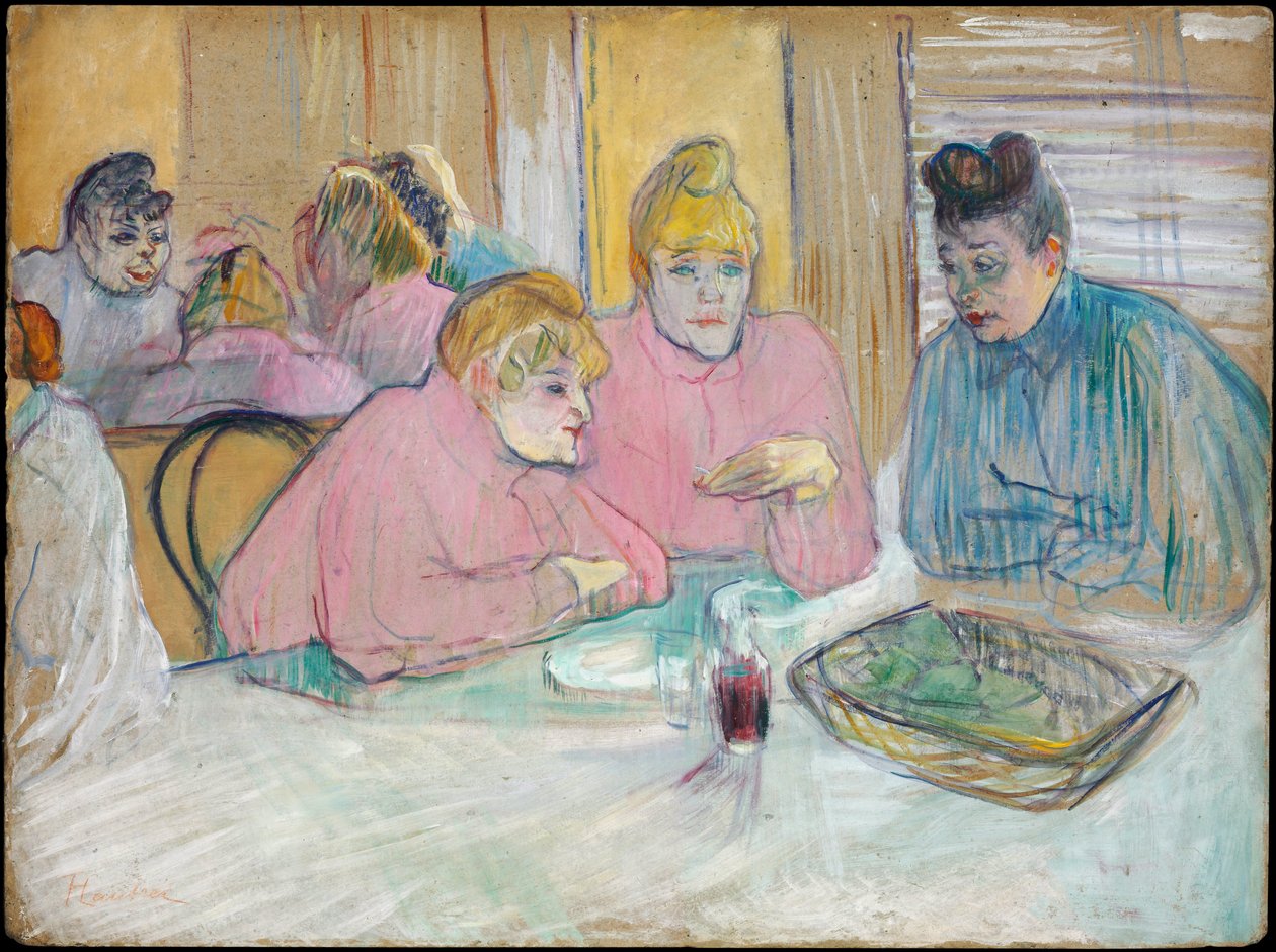 Les Dames dans la salle a manger - Damerne i spisestuen - Toulouse-Lautrec, Henri, de (1864-1901) - 1893-1894 - Olie på pap - 60,2x80,7 - Szepmuveszeti Muzeum, Budapest af Henri de Toulouse Lautrec