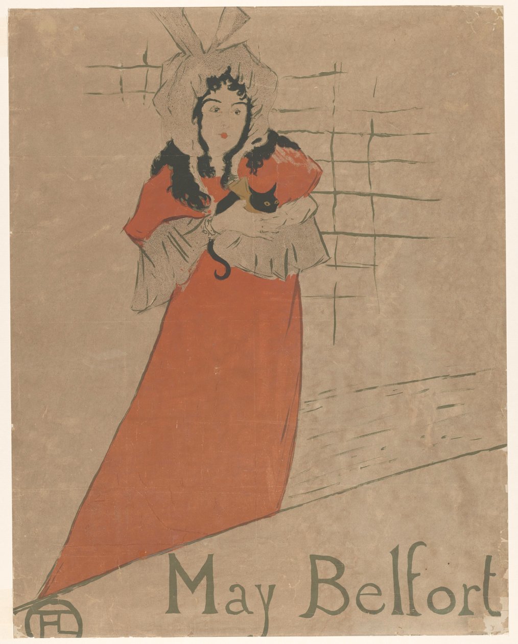 May Belfort med en kat i armene May Belfort (titel på objekt) af Henri de Toulouse Lautrec
