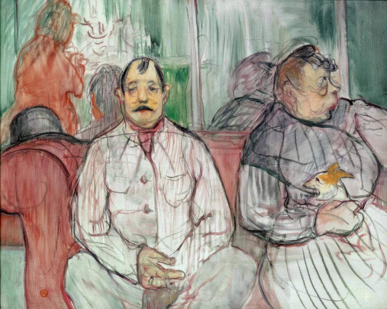 Hr, fru og hunden af Henri de Toulouse Lautrec