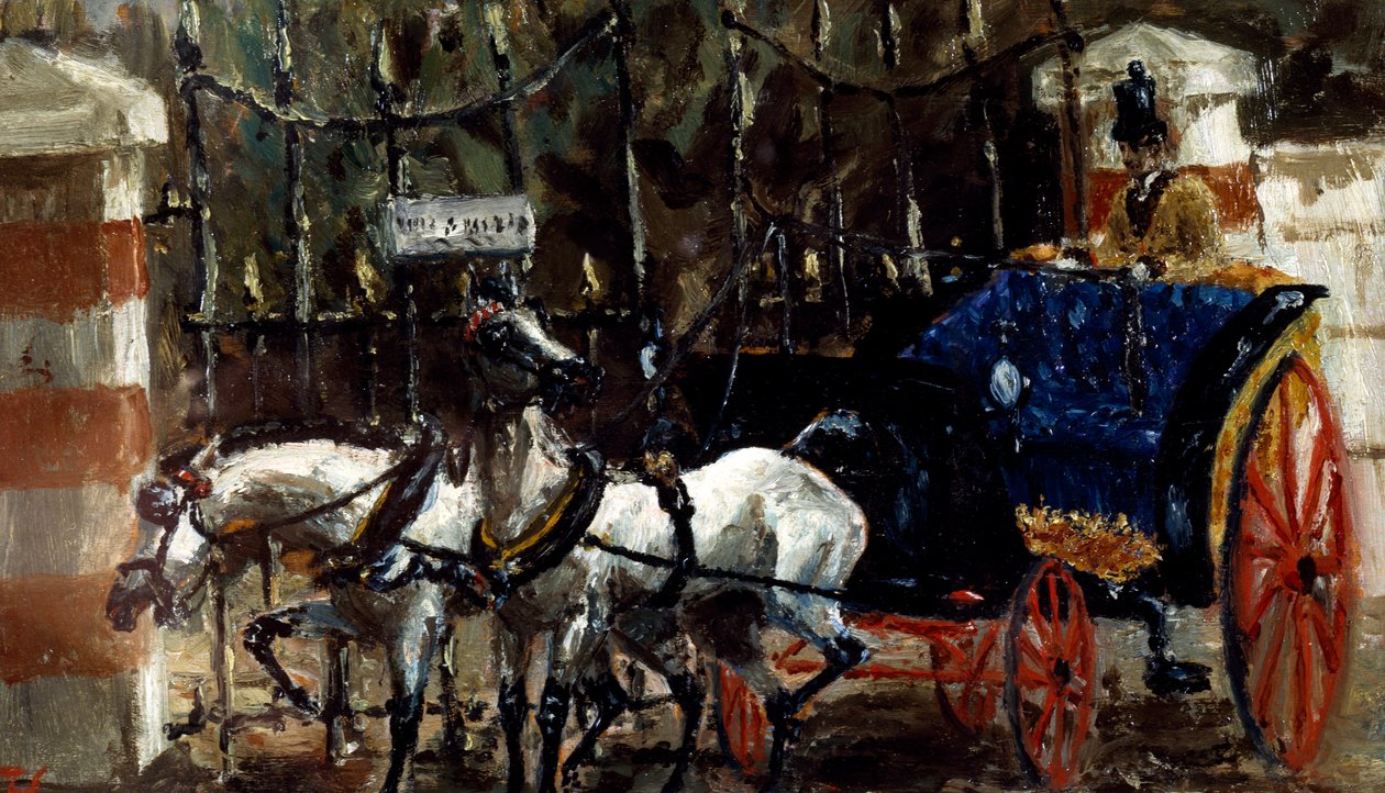 Par heste foran porten af Henri de Toulouse Lautrec