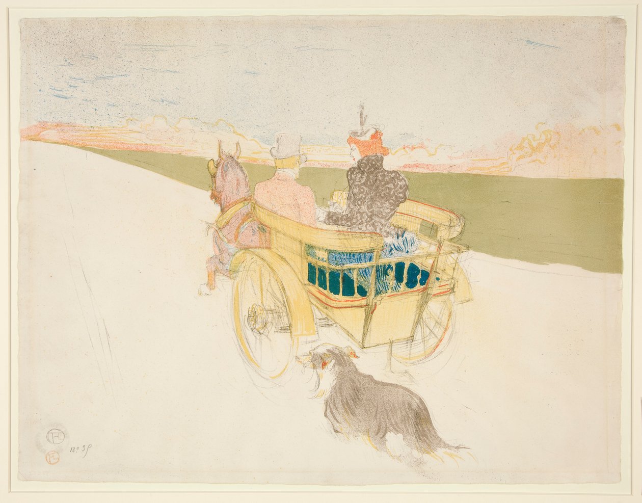 Udflugt på landet; tønden (The Barrel) eller den engelske vogn (The English Buggy) af Henri de Toulouse Lautrec