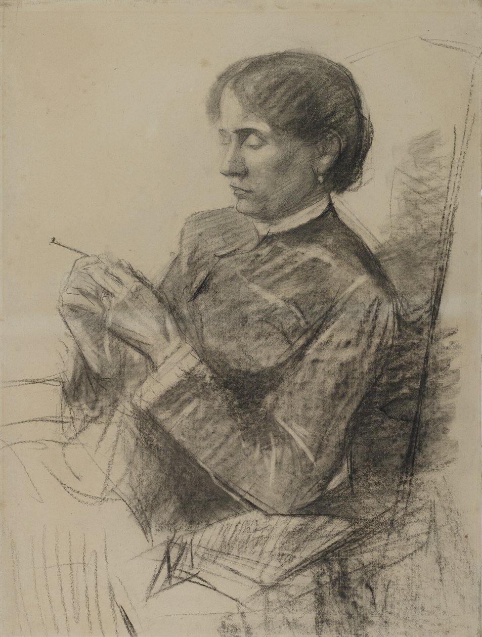 Portræt af Madame la Comtesse Adele de Toulouse-Lautrec, 1882 (kul på papir) af Henri de Toulouse Lautrec