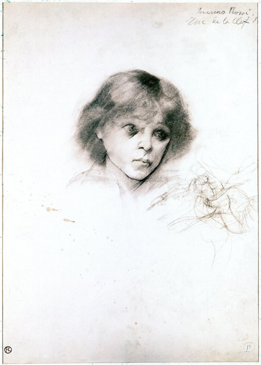 Portræt af Severino Rossi. 1883 (kul på hvidt papir) af Henri de Toulouse Lautrec