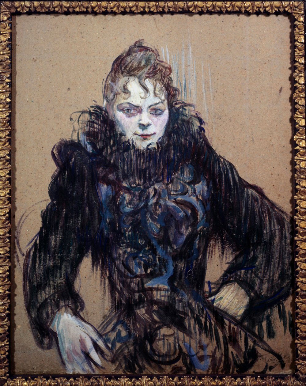 Portræt af en kvinde i den sorte boa-maleri af Henri de Toulouse Lautrec (1864-1901) af Henri de Toulouse Lautrec