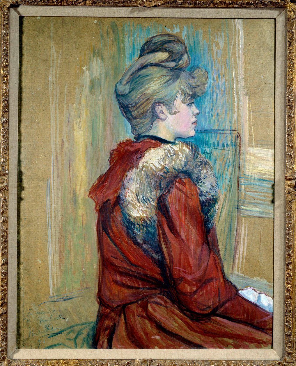 Portræt af en pige med pels Studie til "" Le Moulin de La Galette"" Maleri af Henri de Toulouse Lautrec (1864-1901) 1889 Collection privee - Portræt af en pige med pels. Studie til "Le Moulin de la Galette"". Maleri af Henri de Toulouse Lautrec (1864-190 af Henri de Toulouse Lautrec