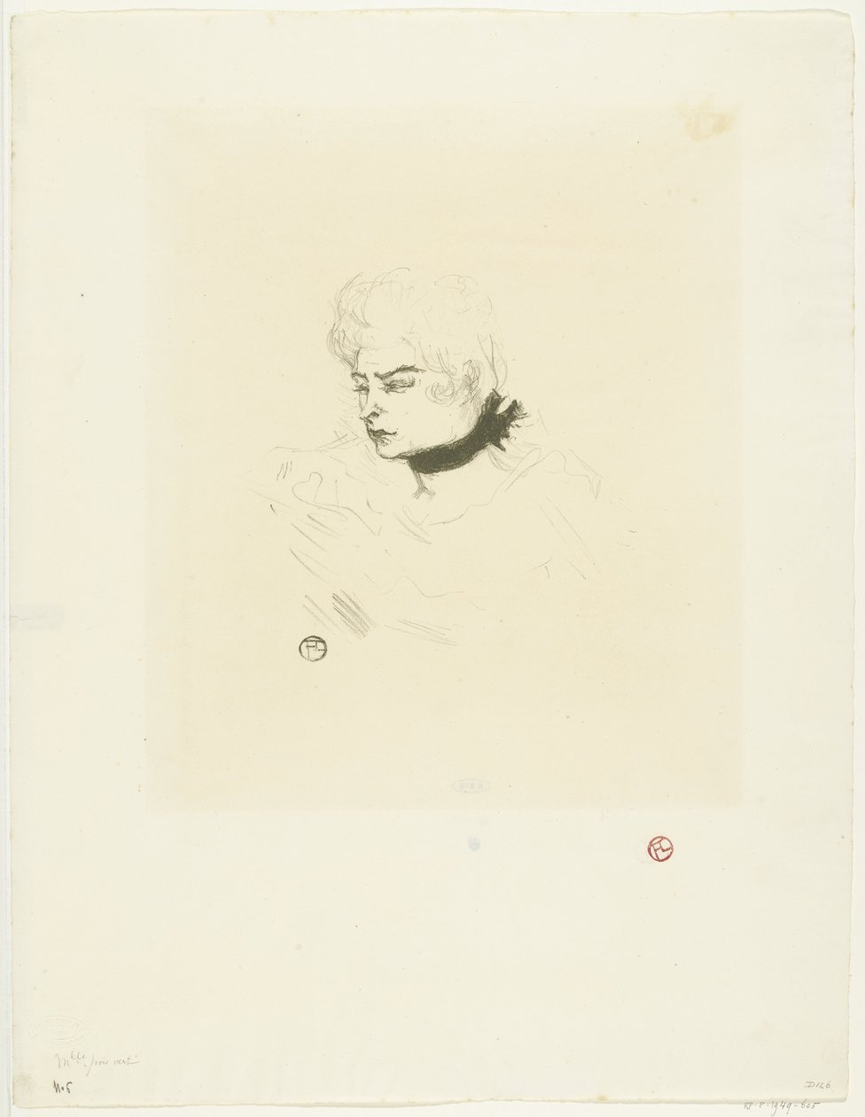 Portræt af Mademoiselle grønne prikker Frøken Grønne Prikker af Henri de Toulouse Lautrec