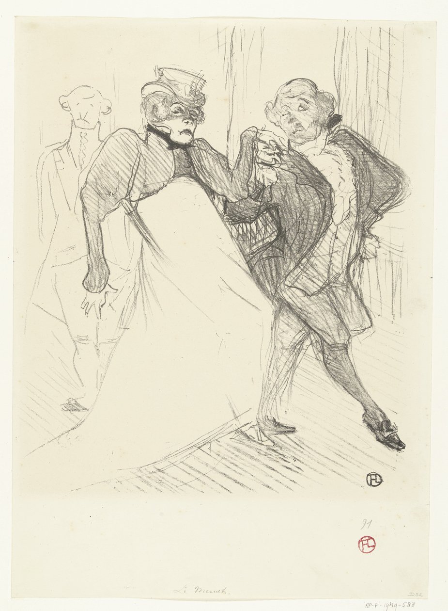 Portret af skuespillerne Gabrielle Rejane og Felix Galipaux i et teaterstykke Madame Sans-Gêne Rejave og Galipaux, i Madame Sans Gène af Henri de Toulouse Lautrec