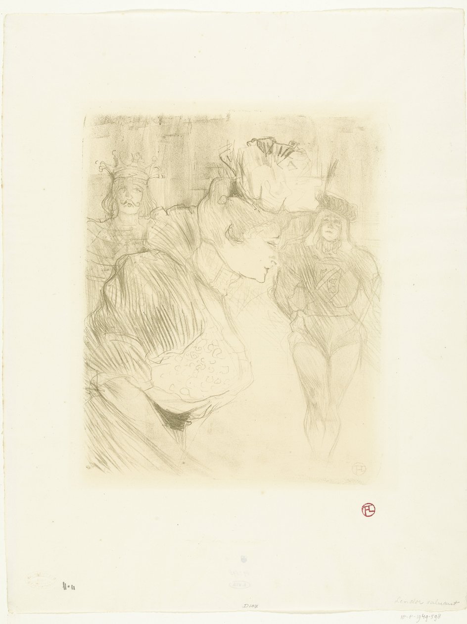 Portræt af skuespillerinden Marcelle Lender, der bøjer sig for publikum Långiver hilsen af Henri de Toulouse Lautrec