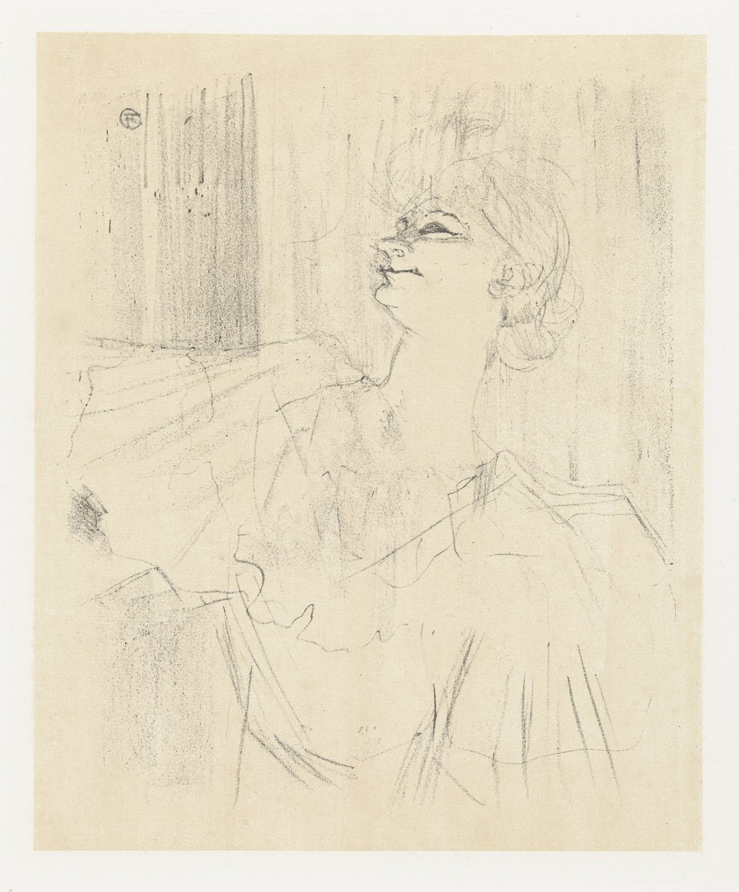 Portret af skuespillerinden Yvette Guilbert i A Ménilmontant de Bruant Yvette Guilbert A Menilmontant de Bruant Yvette Guilbert: Engelsk serie (serietitel) af Henri de Toulouse Lautrec
