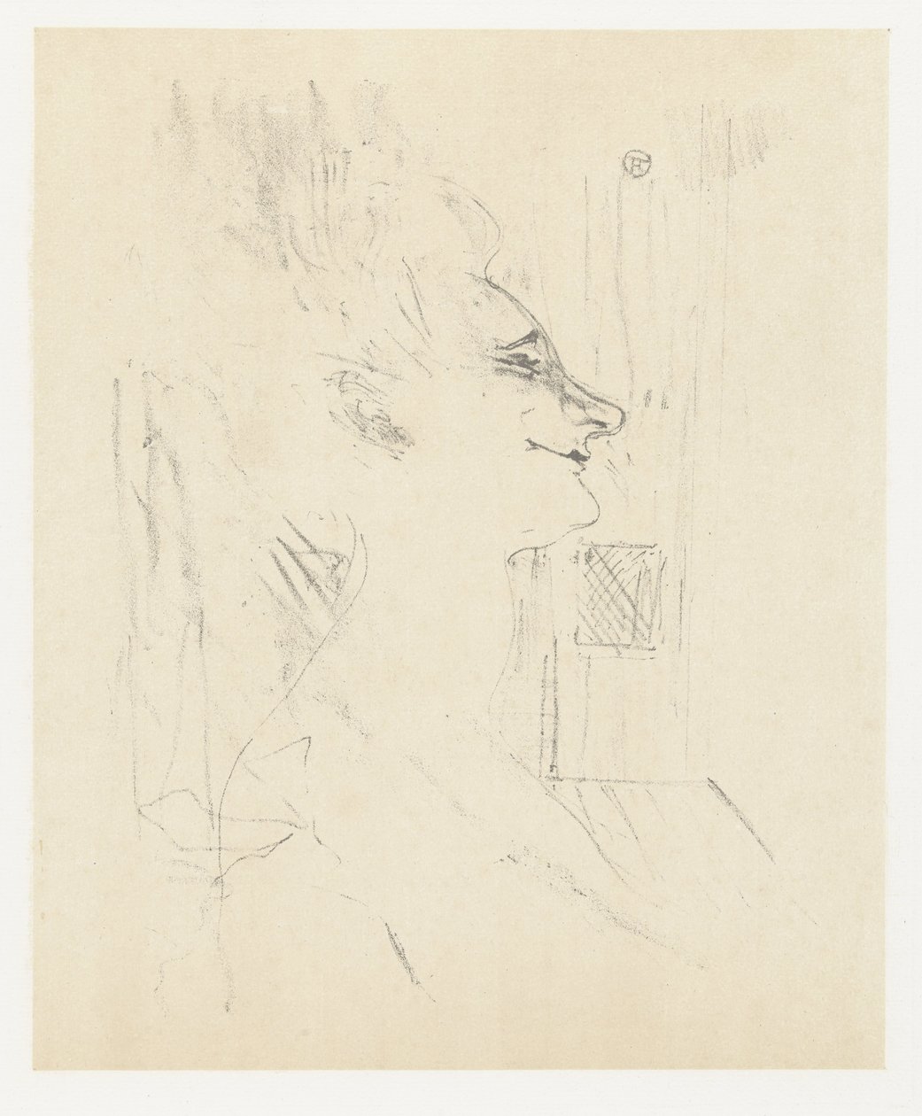 Portret van skuespillerinden Yvette Guilbert i Soularde Yvette Guilbert Soularde Yvette Guilbert: Engelsk serie (serietitel) af Henri de Toulouse Lautrec