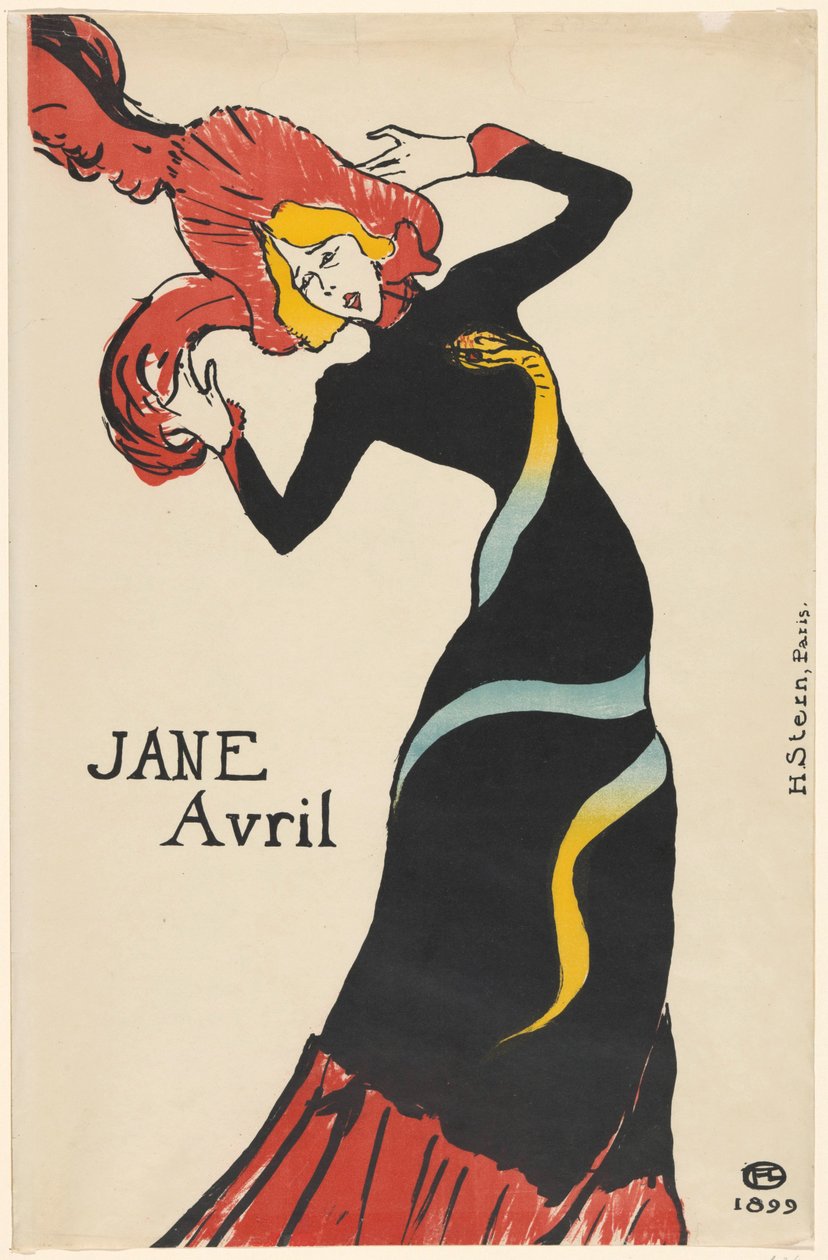 Portræt af danseren Jane Avril (Jeanne Beaudon) Jane Avril (titel på objekt) af Henri de Toulouse Lautrec