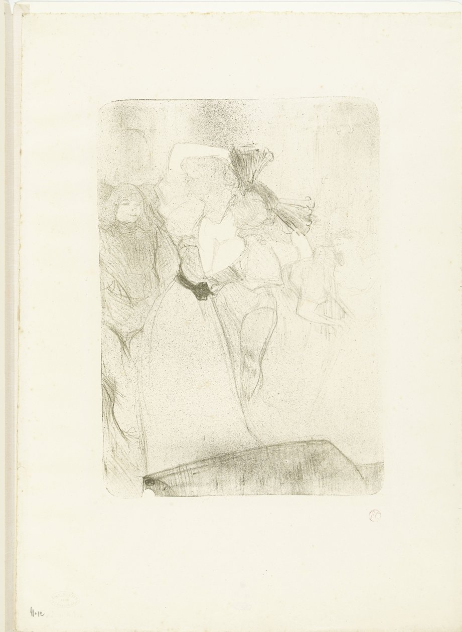 Portræt af sangerinden Marcelle Lender, der danser boléro i operaen Chilpéric Lender de dos dansant le bolero af Henri de Toulouse Lautrec