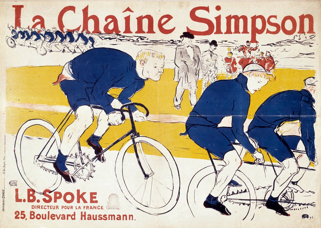 Plakat til Simpson cykelkæderne. Illustration af Henri de Toulouse Lautrec (Toulouse-Lautrec) (1864-1901). 19. århundrede. Paris, bibliotek for dekorativ kunst af Henri de Toulouse Lautrec