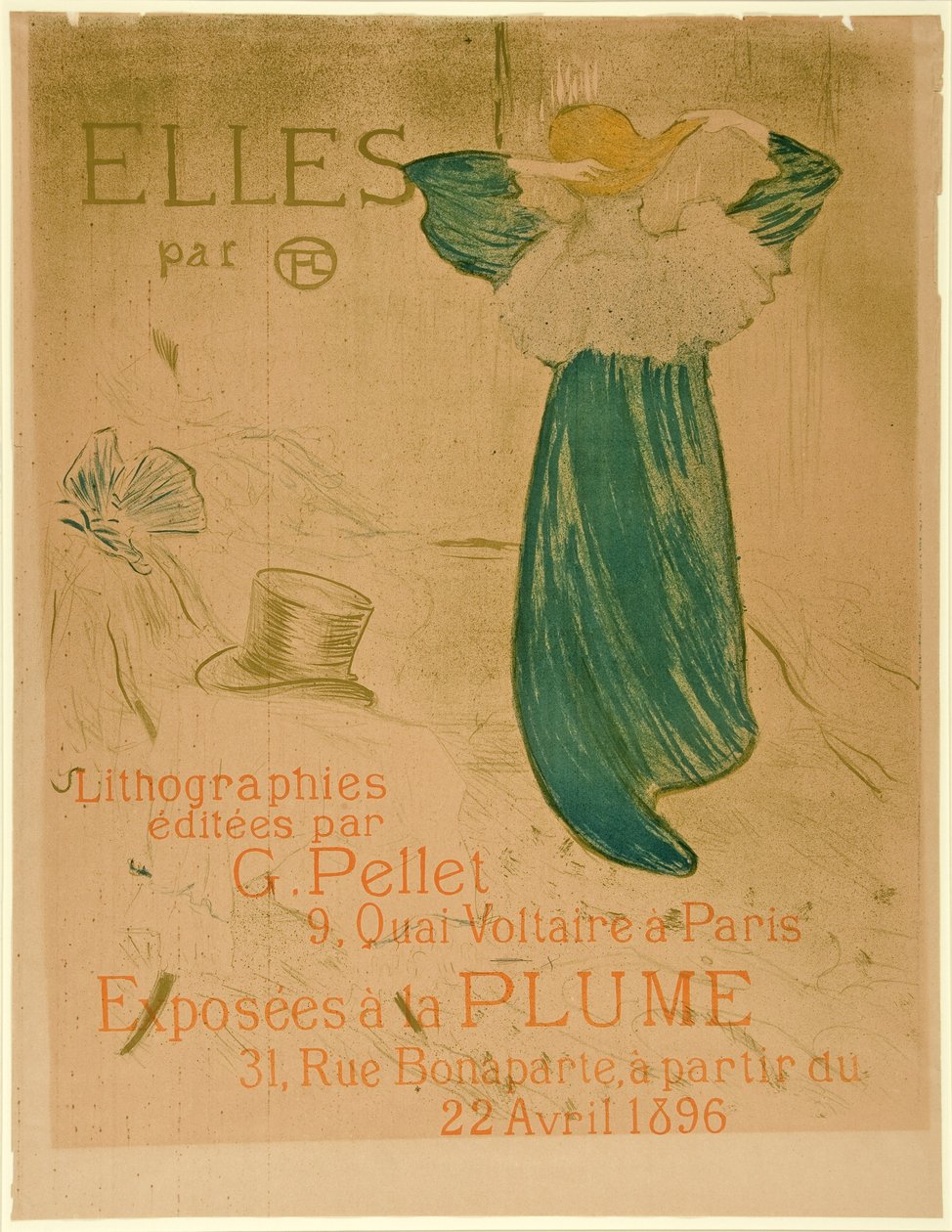Plakat af Frontispice for "Elles", pub. 1896 (farve litho) af Henri de Toulouse Lautrec