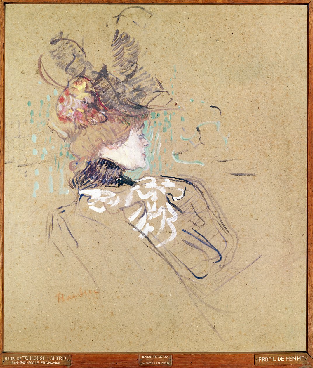Profil af en kvinde, 1896 (olie på kort) af Henri de Toulouse Lautrec
