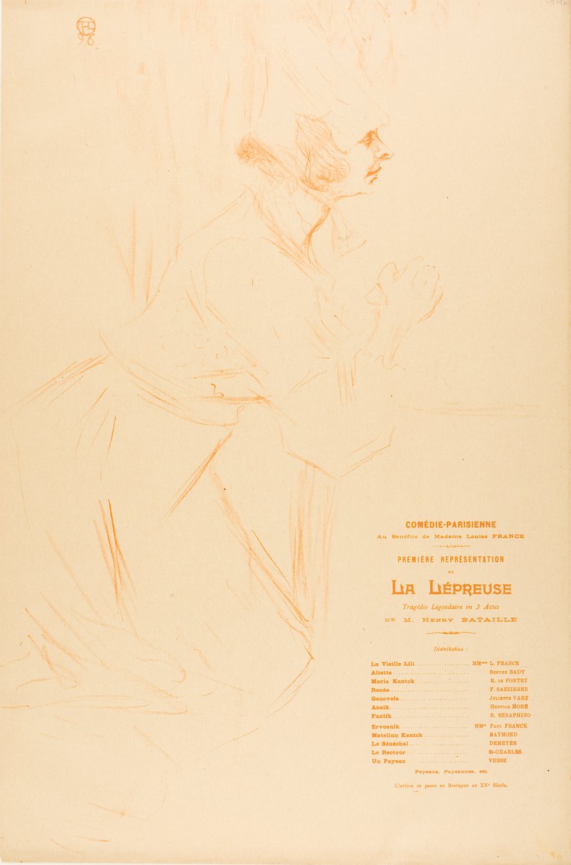 Program for spedalskhed af Henri de Toulouse Lautrec