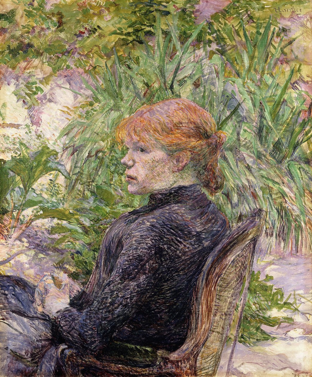 Rødhåret kvinde sidder i Mr. Garden, 1889 af Henri de Toulouse Lautrec