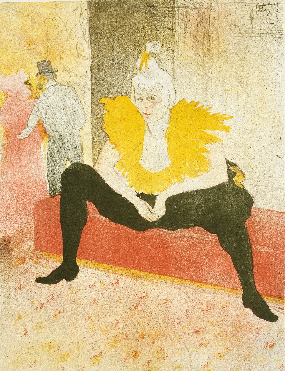 Siddende kvindelig klovn (Mademoiselle Cha-U-Kao), tallerken en fra Elles af Henri de Toulouse Lautrec