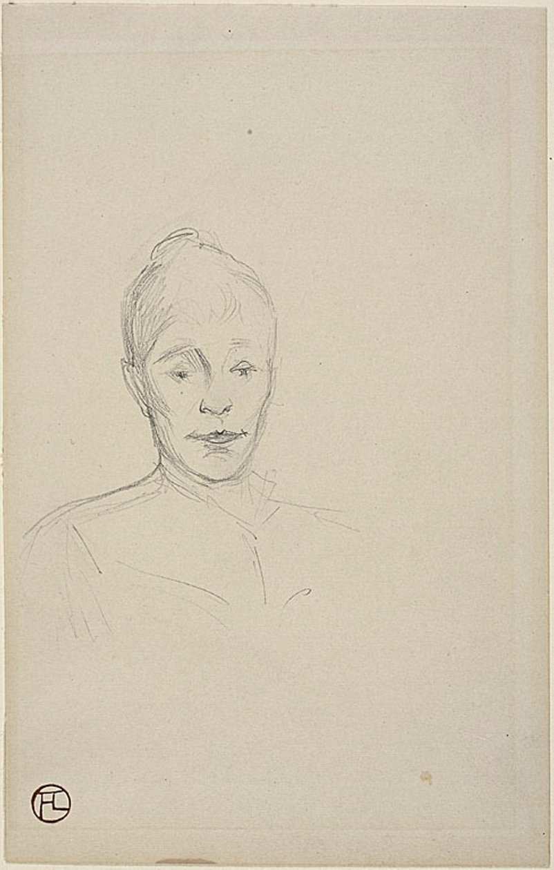 Studie: Ansigt af kvinde med høj krave af Henri de Toulouse Lautrec