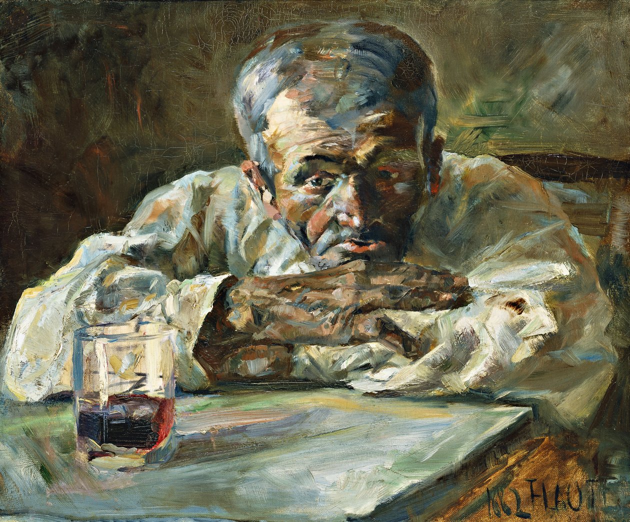 Alkoholikeren, Fader Mathias; At the Boutique, Chateau du Bosc: The Drinker, Father Mathias, 1882 af Henri de Toulouse Lautrec